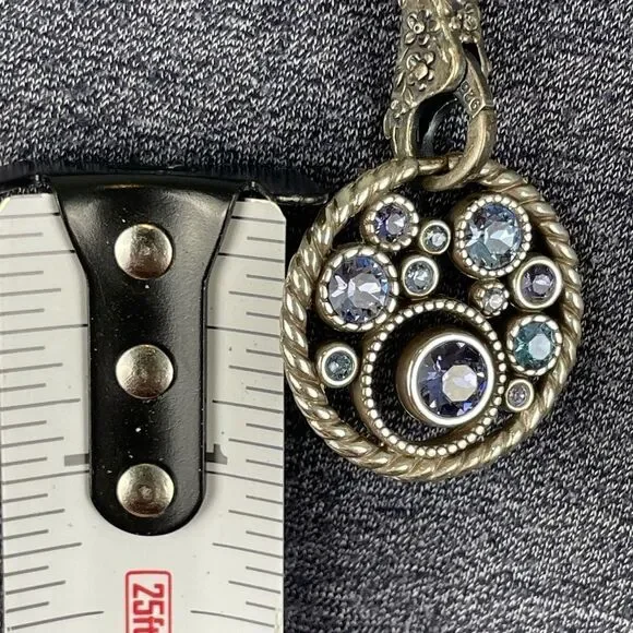 Extra Long Silver Tone Necklace And Bejeweled Pendant EUC - Picture 4 of 6